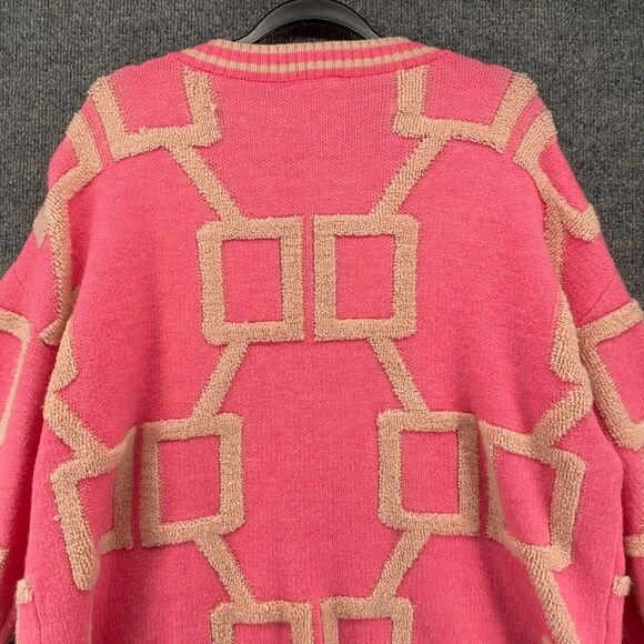 La Miel Reina Cardigan Sweater Womens L Pink Button Up Artsy Oversize Preppy - Picture 4 of 9